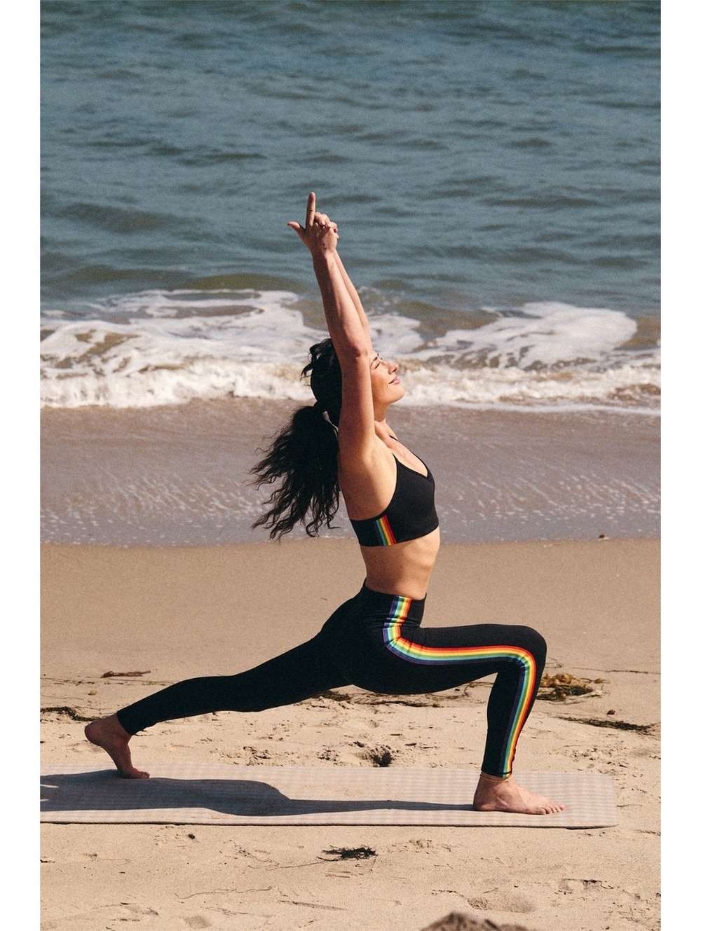 Spiritual Gangster Nirvana Infinity Legging Black with Rainbow Stripes - Picture 2 of 9